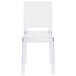 A Flash Furniture clear plastic chair with a square back.