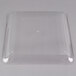 A clear square plastic container with a lid on top.