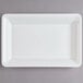 A white rectangular Fineline plastic catering tray with a black border.