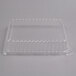 A clear plastic rectangular lid on a white background.
