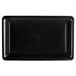 A black rectangular Fineline plastic catering tray with a small hole in it.