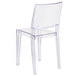 A Flash Furniture Phantom clear polycarbonate outdoor restaurant side chair.