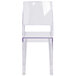 A Flash Furniture clear polycarbonate side chair with a white seat.