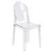 A Flash Furniture clear plastic chair with an oval back.