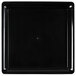 A Fineline black plastic square catering tray with a small hole in the middle.