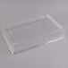 A clear plastic Fineline rectangular dome lid on a clear plastic container.