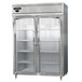 A Continental extra wide reach-in refrigerator with two glass doors.