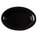 A black oval Fineline catering bowl.