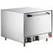 A square stainless steel Vollrath countertop pizza oven with knobs on the front.