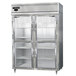 A Continental stainless steel reach-in refrigerator with glass doors.