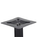 A BFM Seating black square stamped steel counter height table base with two bolts.