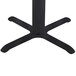 A BFM Seating black stamped steel table base with a square shape.