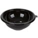 A black Fineline plastic bowl with a plastic lid.