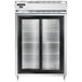 A Continental DL2R-SS-SGD reach-in refrigerator with double glass doors.