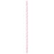 A pink and white striped paper straw with a white handle.