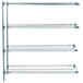 A Metro Super Erecta wire shelving add-on unit with three metal shelves.