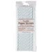 A package of 24 Creative Converting paper straws with pastel blue and white stripes.