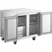 An Avantco stainless steel undercounter refrigerator with two doors.