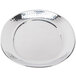An oval stainless steel tray with a hammered surface.