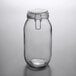 A clear glass Choice storage jar with a hinge top.
