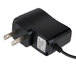 A black power adapter with a cord.