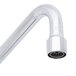 A chrome T&S deck-mounted single hole faucet with a lever handle and nozzle.