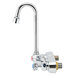 A chrome T&S wall mounted workboard faucet with lever handles.