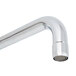 A close-up of a white Equip by T&amp;S wall mounted faucet with wrist handles.