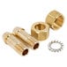 Brass threaded nut and washer set for a T&S wall mount faucet.