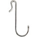 A silver stainless steel hook with a long metal handle.