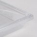 A Rubbermaid clear polycarbonate food storage box with a clear lid.
