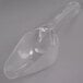 A Rubbermaid clear plastic bar scoop with a handle.