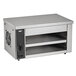 A silver rectangular Vollrath countertop cheese melter with two shelves.