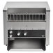 A stainless steel Vollrath conveyor toaster on a school kitchen counter.