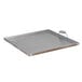 A Vigor portable steel griddle tray with handles.