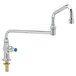 A T&S chrome deck-mounted faucet with a lever handle.