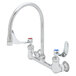 A T&S chrome wall mounted pantry faucet with wrist handles.