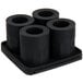 A black silicone cylinder with 4 round shot glass molds.