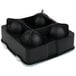 A black silicone Tablecraft container with 4 round balls inside.