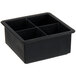 A black silicone square container with four compartments.