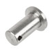 A stainless steel shaft pin with a hole in it.