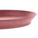 A raspberry oval deli server with a short base.