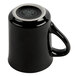 A black Libbey porcelain mug with a handle.