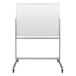 A Luxor free standing magnetic white board with a white background.