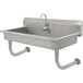 A stainless steel Advance Tabco multi-station hand sink with a faucet.