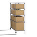 A Metro qwikTRAK metal shelving unit with boxes on it.