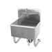 A stainless steel Advance Tabco service sink with a knee operated faucet.
