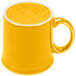 A Fiesta Daffodil china java mug with a yellow container and a white handle.