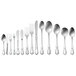A row of Oneida Chateau stainless steel bouillon spoons.