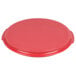 A white Rubbermaid cake keeper with a red plastic lid with a round edge.